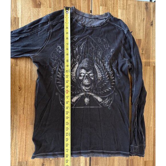 Affliction Reversible Thermal Long sleeve Shirt Size L Grunge Y2K Crazy Opium - Picture 9 of 10
